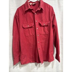 Five Brothers Flannel Shirt Size L Red Vintage Button Up Dual Pockets Mens